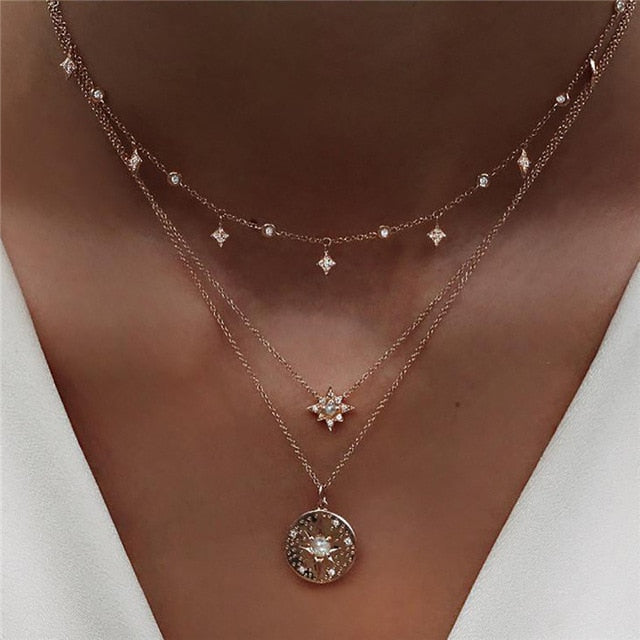 Boho crystal necklaces for women