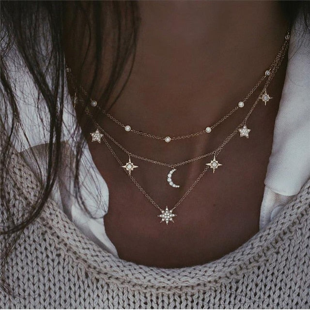 Boho crystal necklaces for women